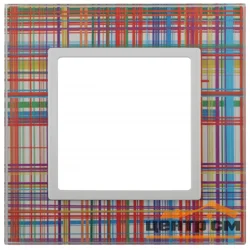 Рамка 1-местная Эра22 Elegance, стекло, прозрачный+белый, арт.14-5101-00