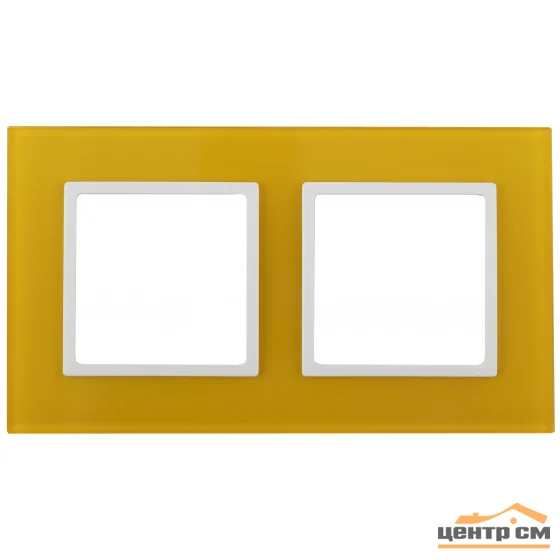 Рамка 2-местная Эра22 Elegance, стекло, жёлтый+белый, арт.14-5102-21