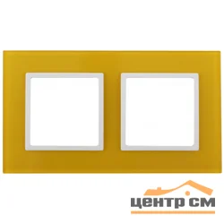 Рамка 2-местная Эра22 Elegance, стекло, жёлтый+белый, арт.14-5102-21