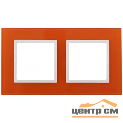Рамка 2-местная Эра22 Elegance, стекло, оранжевый+белый, арт.14-5102-22