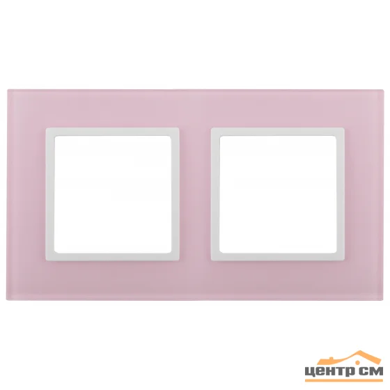 Рамка 2-местная Эра22 Elegance, стекло, розовый+белый, арт.14-5102-30
