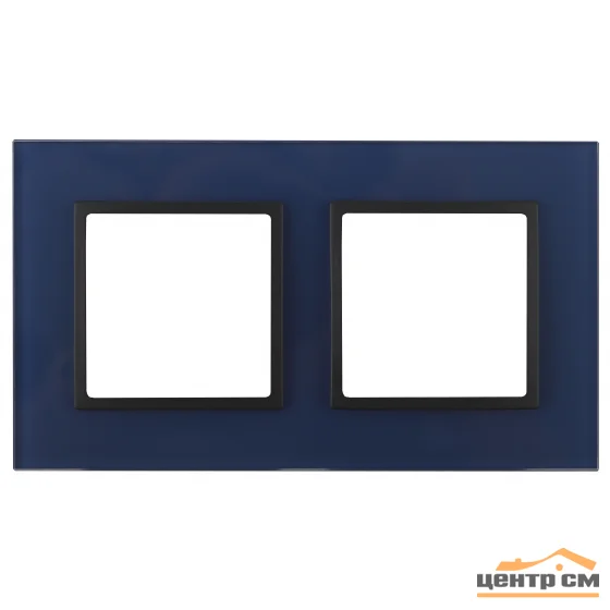 Рамка 2-местная Эра22 Elegance, стекло, синий+антрацит, арт.14-5102-29