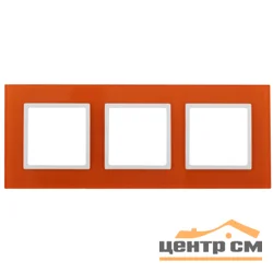 Рамка 3-местная Эра22 Elegance, стекло, оранжевый+белый, арт.14-5103-22