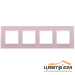 Рамка 4-местная Эра22 Elegance, стекло, розовый+белый, арт.14-5104-30