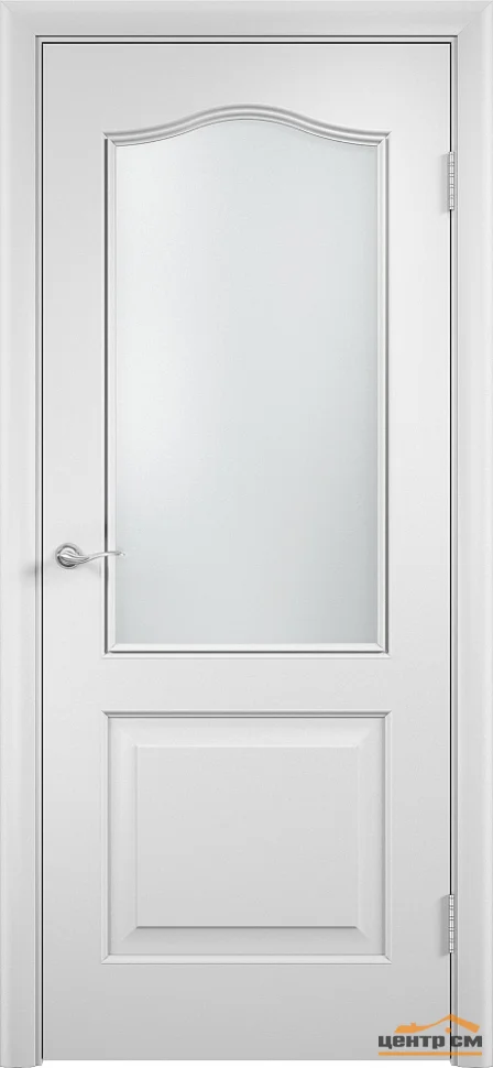 Дверь VERDA Классика белый стекло сатинато 60, ПВХ покрытие