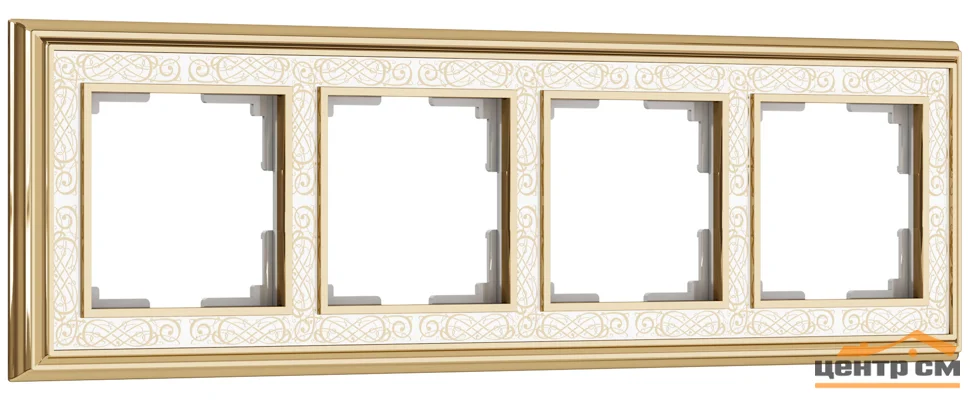 Рамка 4-местная Werkel Palacio Gracia, золото/белый, WL77-Frame-04