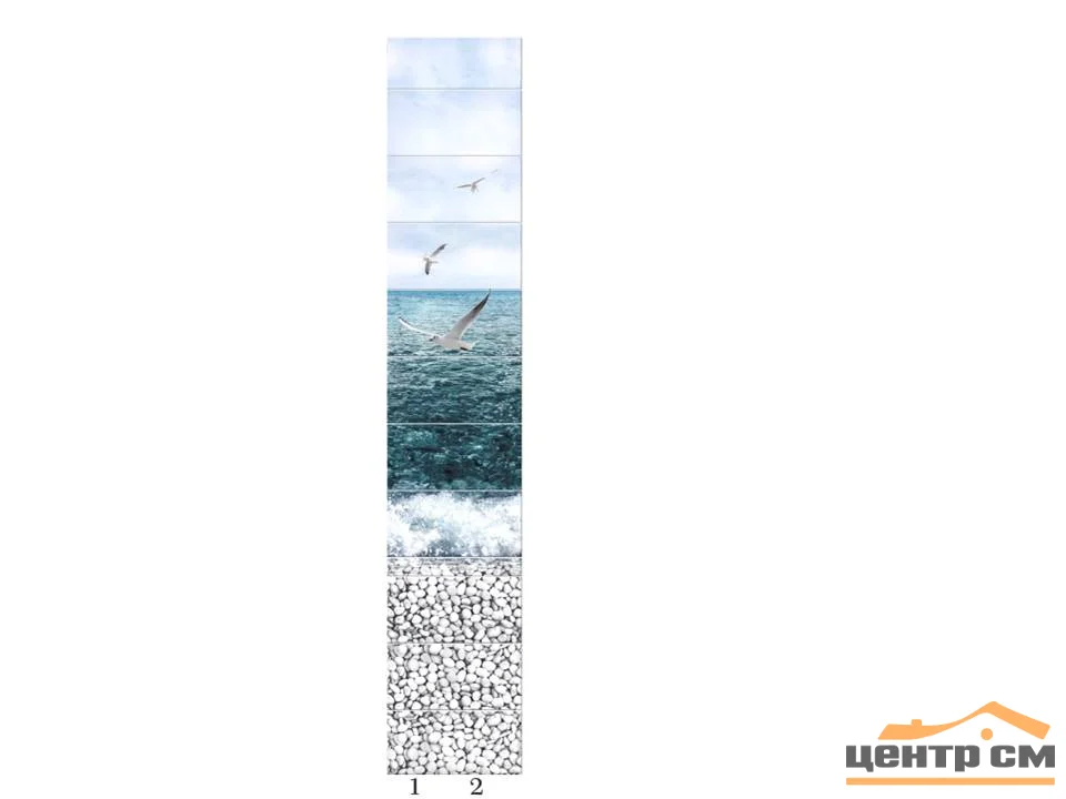ПАННО ПВХ Море Чайки из 2-х панелей 0,25*2,7м фотопечать (в упаковке 6 панно)