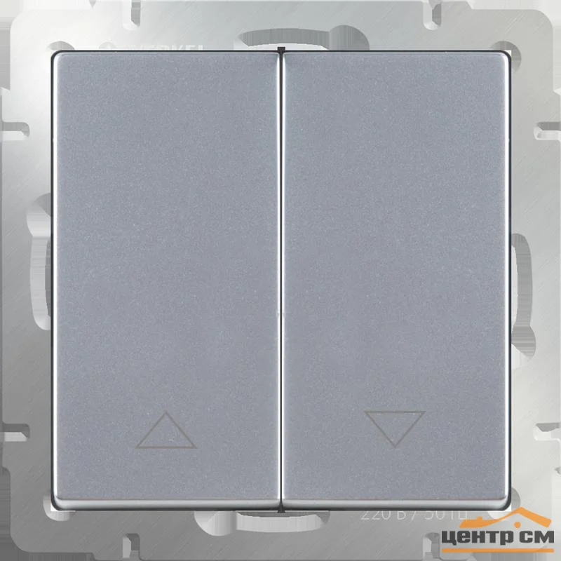Выключатель двухклавишный СП Werkel жалюзи, серебряный, WL06-01-02