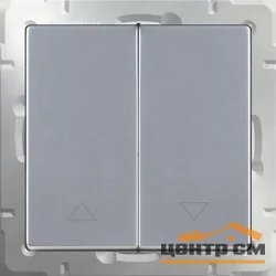 Выключатель двухклавишный СП Werkel жалюзи, серебряный, WL06-01-02