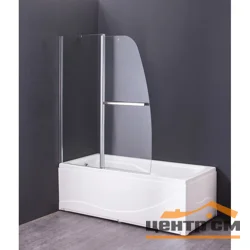 Шторка для ванны GROSSMAN GR-100/2 140*120см, алюминиевый профиль, стекло ПРОЗРАЧНОЕ 6мм