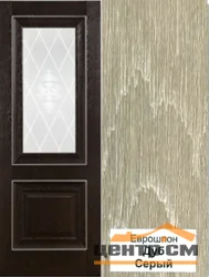 Дверь ТЕРРИ №62 дуб светло-серый, стекло с рисунком 80, еврошпон