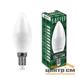 Лампа светодиодная 11W E14 230V 2700K (желтый) Свеча (C37) SAFFIT, SBC3711