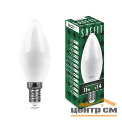 Лампа светодиодная 11W E14 230V 4000K (белый) Свеча (C37) SAFFIT, SBC3711