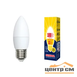 Лампа светодиодная 11W E27 220V 3000К WW (теплый белый) Свеча матовый (C37) Volpe Norma