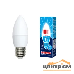 Лампа светодиодная 7W E27 220V 4000К NW (белый) Свеча матовый (C37) Volpe Norma