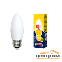 Лампа светодиодная 7W E27 220V 3000К WW (теплый белый) Свеча матовый (C37) Volpe Norma