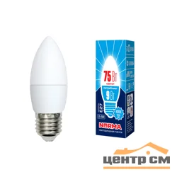 Лампа светодиодная 9W E27 220V 4000К NW (белый) Свеча матовый (C37) Volpe Norma