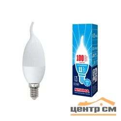 Лампа светодиодная 11W E14 220V 4000К NW (белый) Свеча на ветру матовый (CW37) Volpe Norma