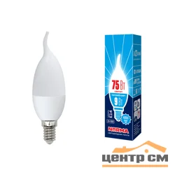 Лампа светодиодная 9W E14 220V 4000К NW (белый) Свеча на ветру матовый (CW37) Volpe Norma