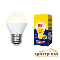 Лампа светодиодная 11W E27 220V 3000К WW (теплый белый) Шарик матовый (G45) Volpe Norma