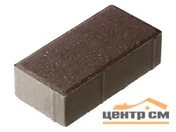 Плитка тротуарная Брусчатка коричневая 200*100*60 мм (0,02 кв.м.) верхний прокрас, серый цемент СИЯН
