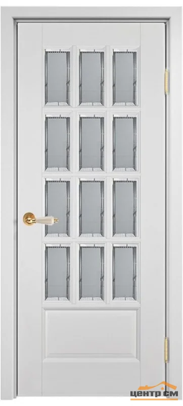 Дверь ОКА "Лондон" стекло, белый 60 (массив ольхи)