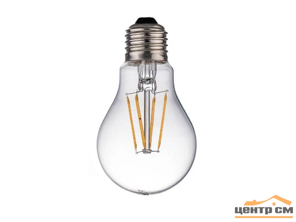 Лампа светодиодная 7W Е27 170-265V 2700K (желтый) груша (A60) прозрачная филамент Фарлайт