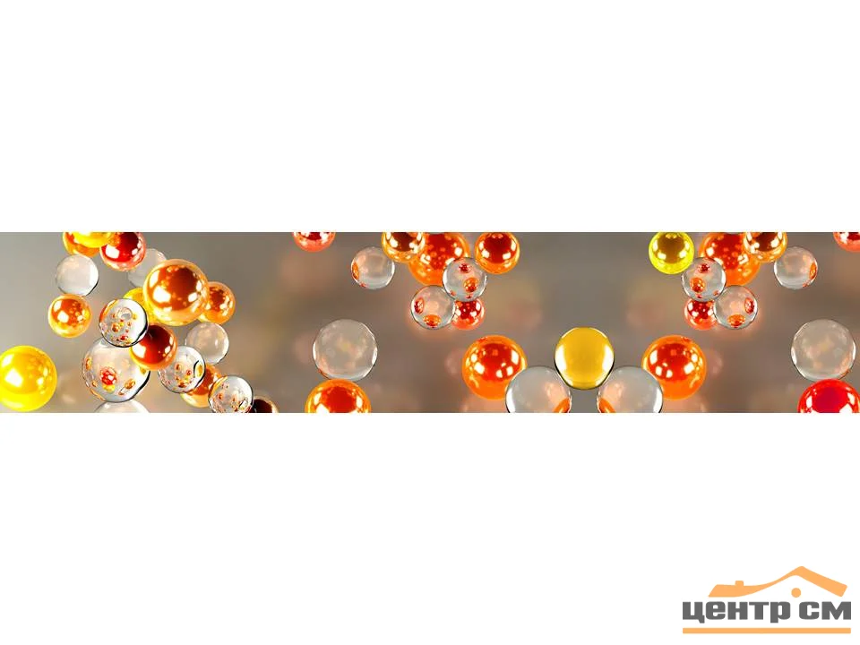 Панель-фартук АВС УФ-печать лак Абстракция44 Оранжевые пузырики 2000*600*1,5мм Оптион