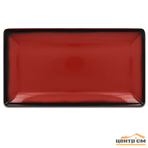 Тарелка плоская прямоугольная 12х20,5см красный с черным, Борисовская керамика pezzo ФРФ88809207