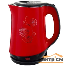 Чайник электрический Добрыня DO-1244 красный (1,8л) 2000Вт двойная стенка пл/нжс