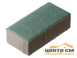 Плитка тротуарная Брусчатка зеленая 200*100*60 мм (0,02 кв.м.) верхний прокрас, серый цемент СИЯН