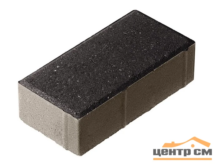 Плитка тротуарная Брусчатка черная 200*100*60 мм (0,02 кв.м.) верхний прокрас, серый цемент СИЯН