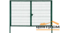 Ворота распашные 2,03*4,5м (заполнение - панель PROFI Lock диам. прутка 4мм ячейка 200х50мм), зеленый RAL 6005