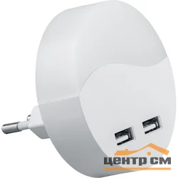 Светильник-ночник Feron c 2мя USB выходами, FN1122 0,45W 230V, белый