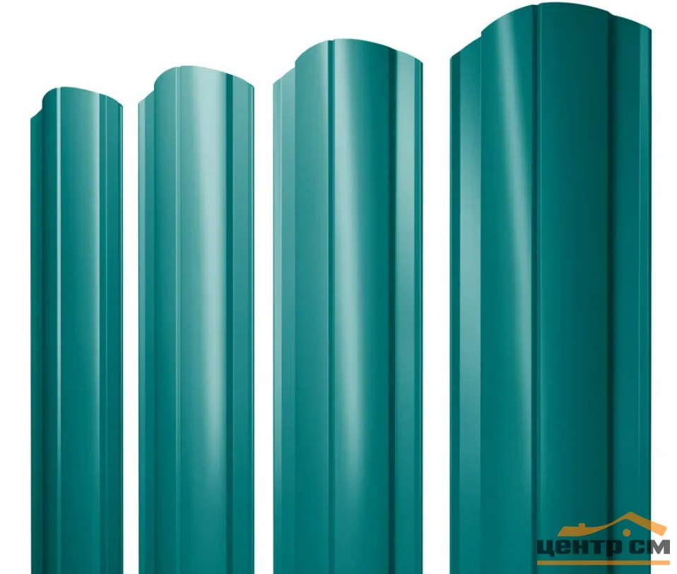Штакетник металлический STYNERGY полукруглый фигурный 0.45 мм, PE RAL 5021 (голубая вода), ширина 118мм, длина 1.6 м.п.