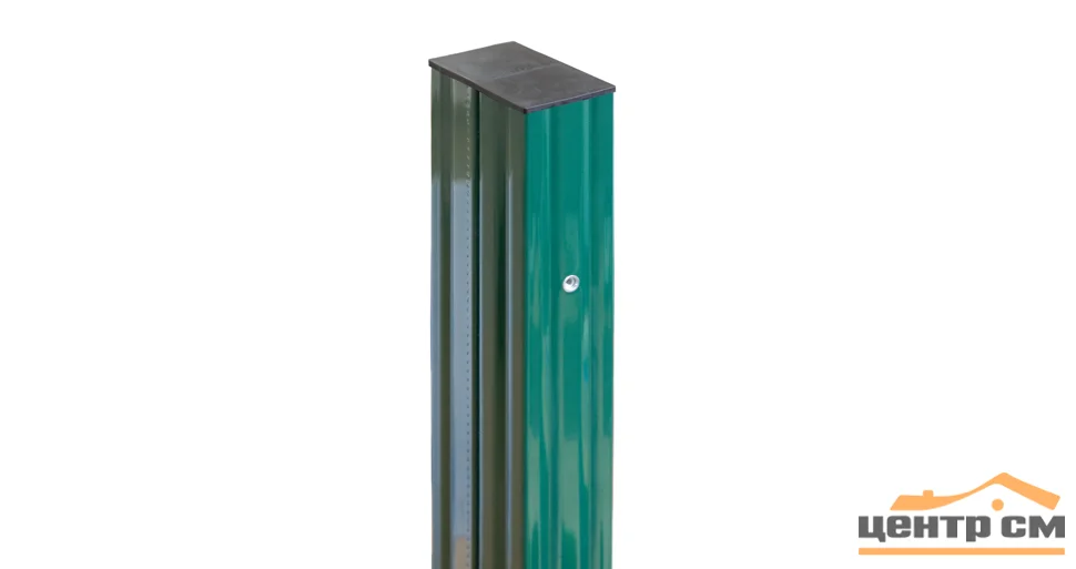 Столб оцинкованный с резьбовыми втулками РЕ RAL 6005 (зеленый) 90*55*4000мм (толщ. 1,6мм)