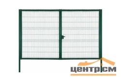 Ворота распашные 2,43*5м (заполнение - панель PROFI Lock диам. прутка 5мм ячейка 200х50мм), зеленый RAL 6005