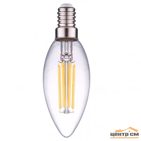 Лампа светодиодная 11W Е14 170-265V 4000K (белый) свеча прозрачная филамент (С35) Фарлайт