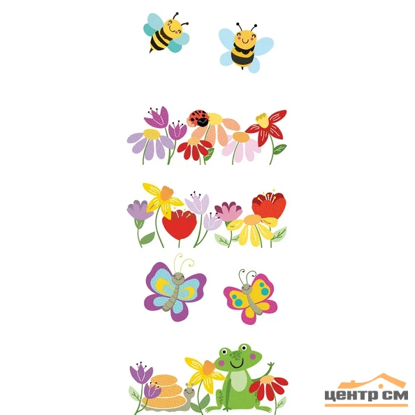 Плитка НЕФРИТ KIDS FLORA из пяти настенных декоров 40*100*8мм арт.06-01-1-52-05-01-3028-0