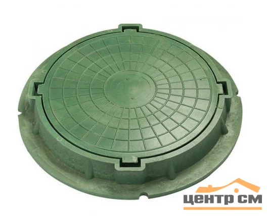 Люк полимернопесчаный тип ЛМ усиленный диаметр 75 см зеленый (нагрузка 3 т)
