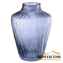 Декоративная ваза из дымчатого стекла, Д190 Ш190 В260, синий