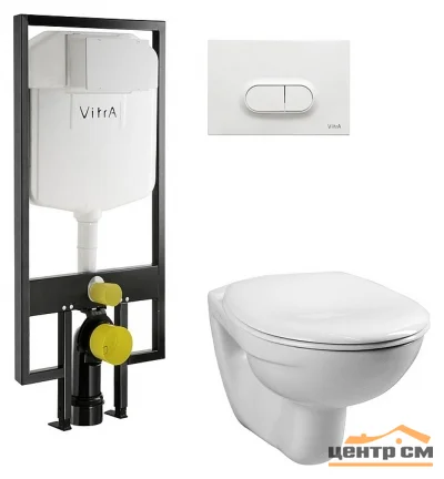 Унитаз подвесной Vitra NORMUS с инсталляцией в стену, сиденьем дюропласт, с белой кнопкой 740-0500