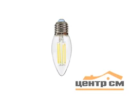 Лампа светодиодная 7W Е27 170-265V 2700K (желтый) свеча (С35) прозрачная филамент Фарлайт