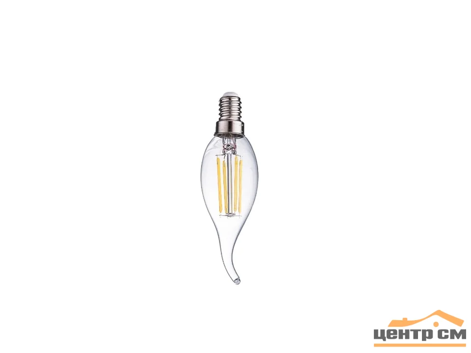 Лампа светодиодная 7W Е14 170-265V 6500К (дневной) свеча на ветру (СW35) прозрачная филамент Фарлайт