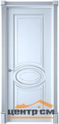 Дверь Porte Vista Верона-4 стекло светлое эмаль белая+патина серебро структура дуба 70