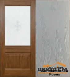 Дверь ТЕРРИ №52 Белоснежный Ясень, стекло с рисунком 80, еврошпон