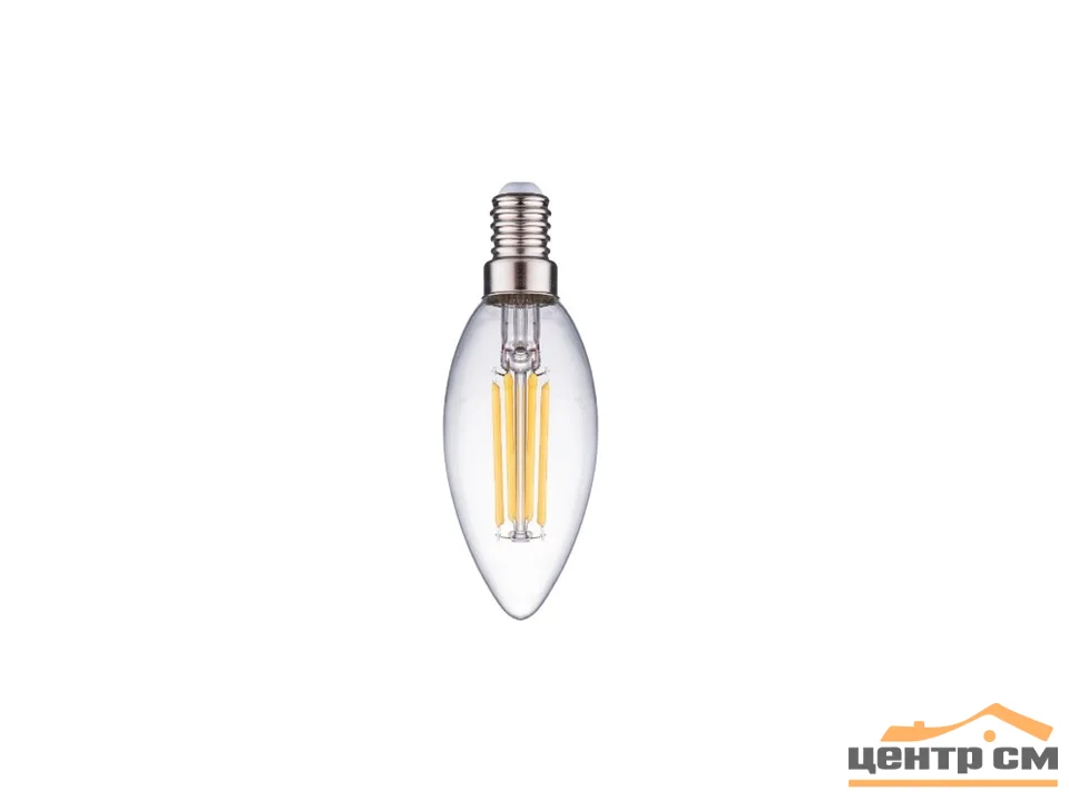 Лампа светодиодная 7W Е14 170-265V 6500K (дневной) свеча прозрачная нитевидная (С35) Фарлайт