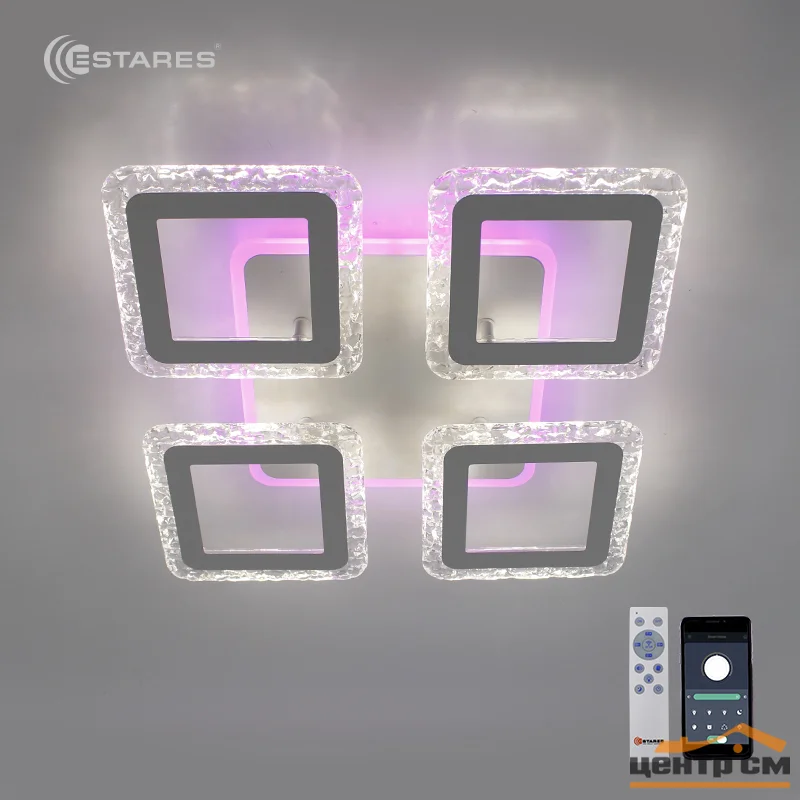 Светильник управляемый светодиодный TETRA ICE RGB 50W+20W 4S-APP-390X86-WHITE/CLEAR-220-IP20