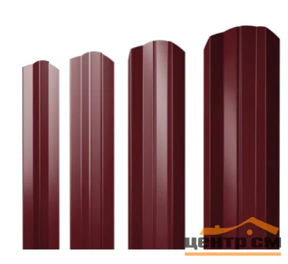 Штакетник металлический STYNERGY М-образный фигурный Эконом, PE RAL 3005 (красное вино), ширина 108мм, длина 1.7 м.п.