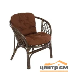 Кресло Багама с коричневой простой подушкой твил, тёмно-коричневый